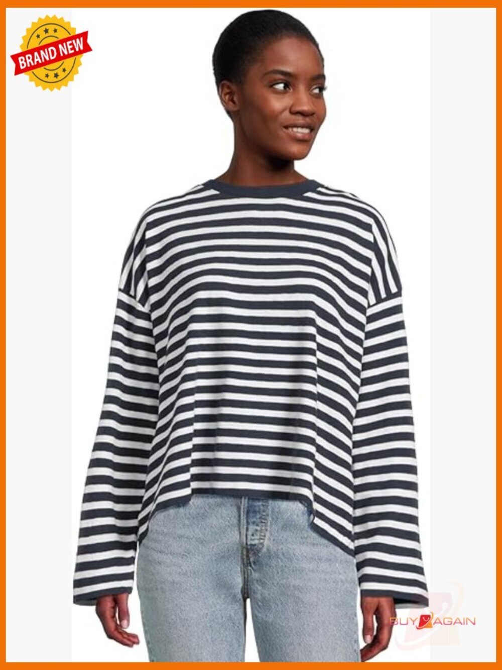 Long Sleeve Cotton T-Shirt Regular Fit Crew Neck Pull On